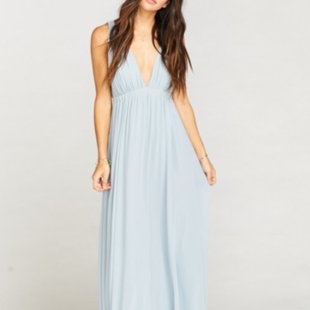 Show Me Your MuMu Ava Maxi Dress ~ Steel Blue Chiffon - Small